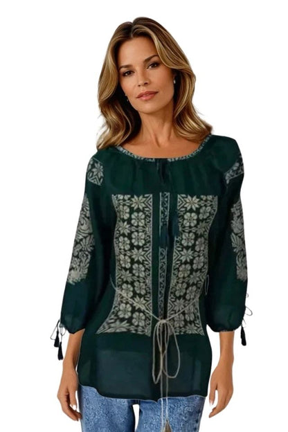 Bluza dama tip ie 024, verde/auriu