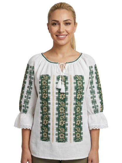 Bluza dama A26 alb/verde