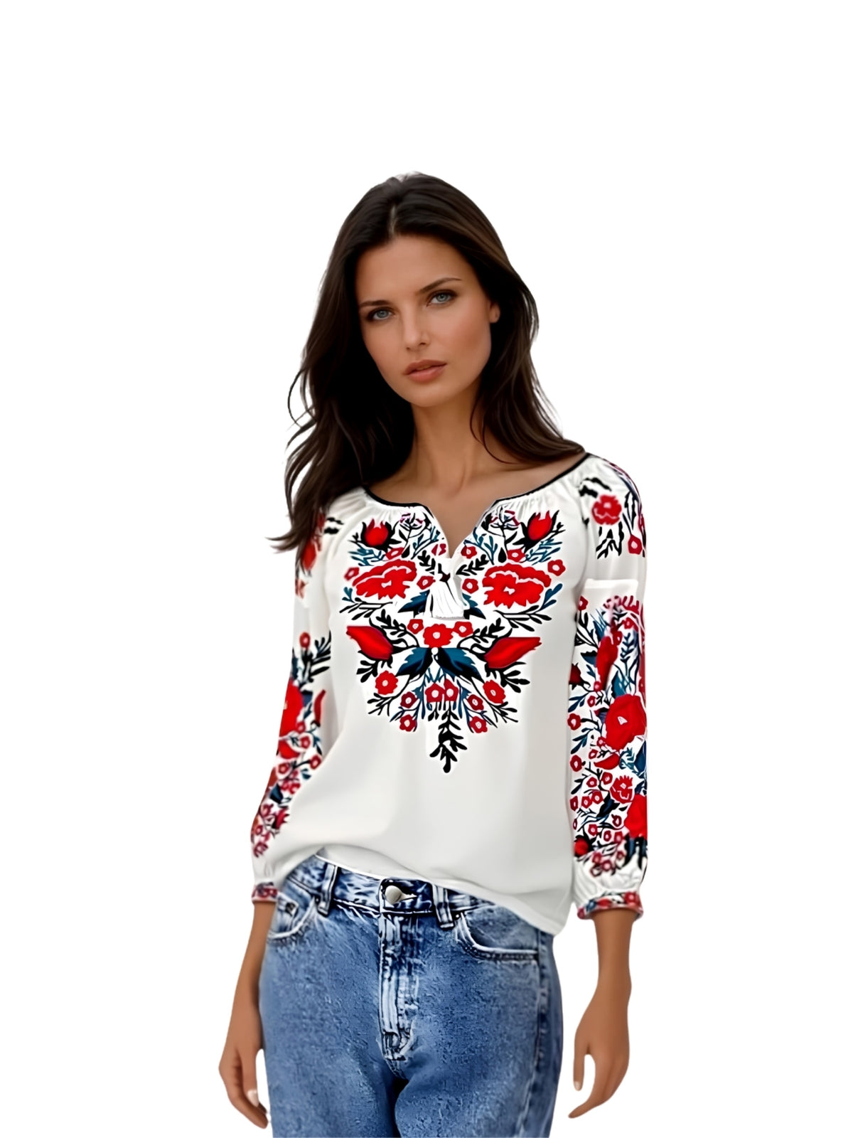 Bluza dama RA25 alb/rosu bordo
