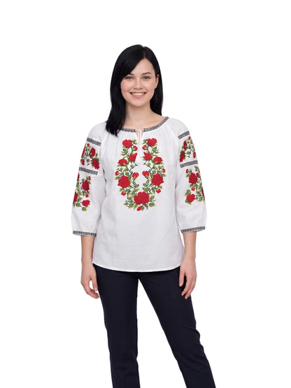 Bluza dama IL26 alb/rosu