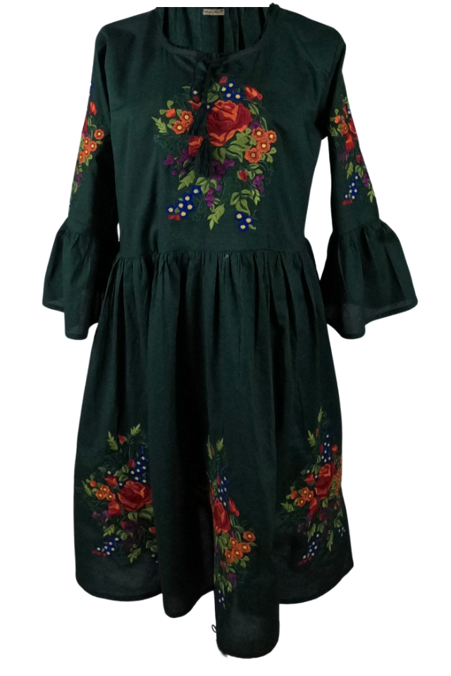 Rochie traditionala dama R, verde