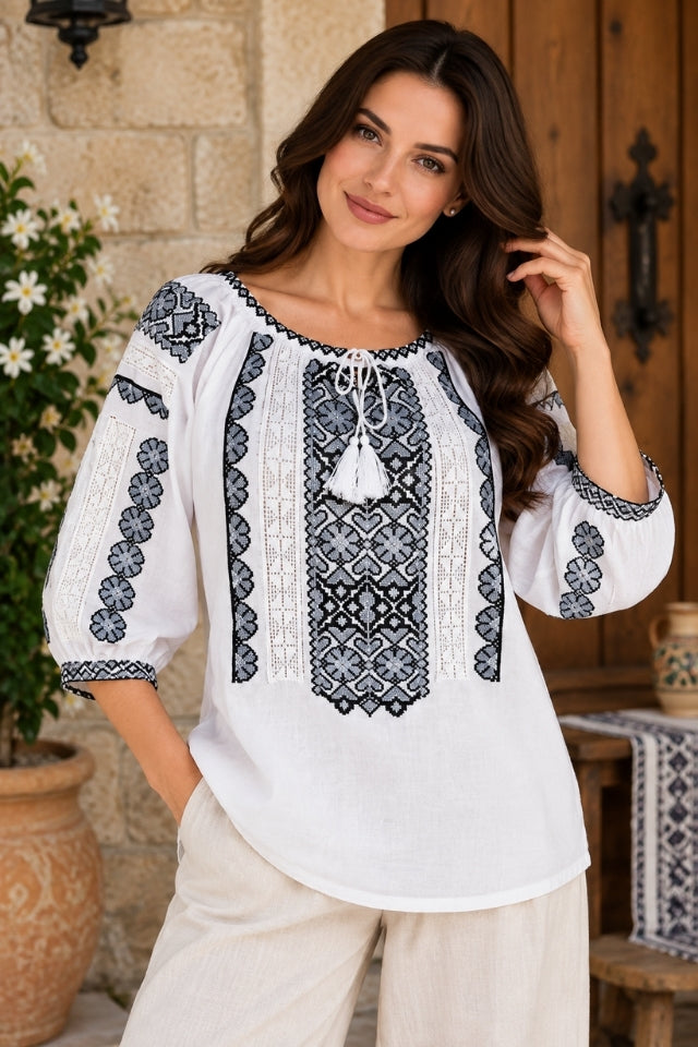Bluza dama SE26F alb/gri