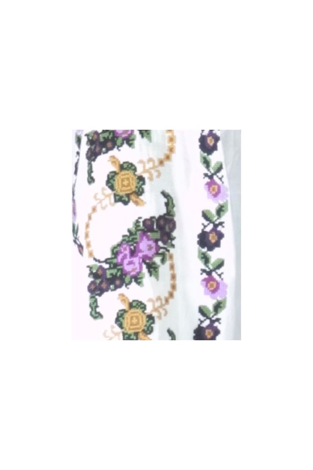 Bluza tip ie traditionala dama DEC, alb crystal/mov