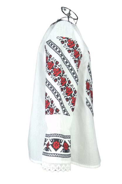 Bluza dama tip ie D24, alb/rosu