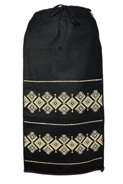Fusta dama casual tip fota cu romburi din stofa, negru/bej, One Size INTL