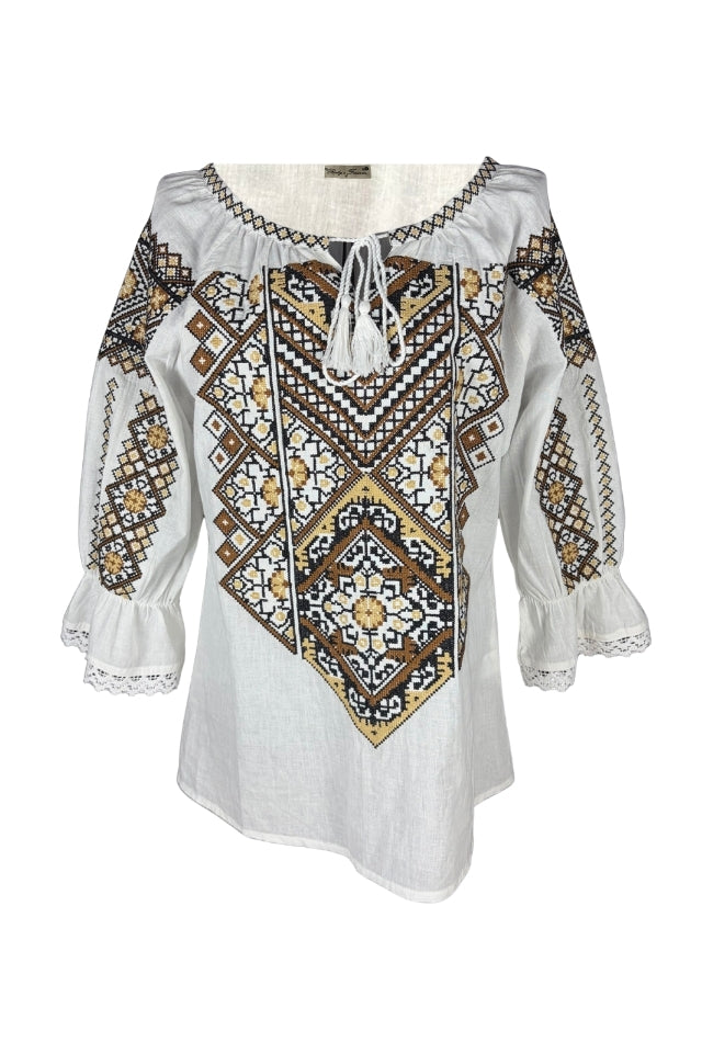 Bluza dama IL26 alb/maro