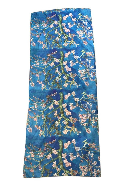 Esarfa tip sal doua fete pictata LP, Dacali, matase, mov/bleu, 180x70cm