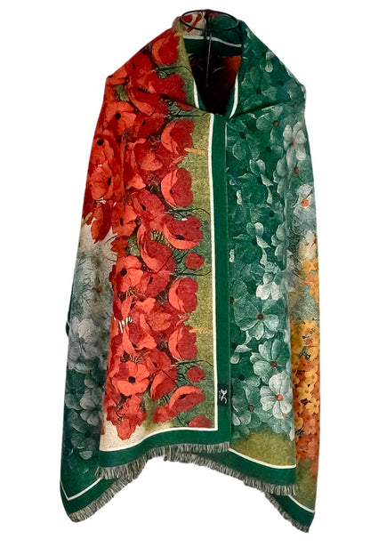 Fular dama lână de lux, galben/verde, 180x60cm