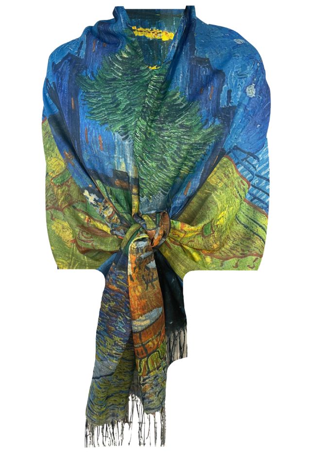 Esarfa imprimata pe ambele fete R, Dacali, bleumarin 185x70 cm