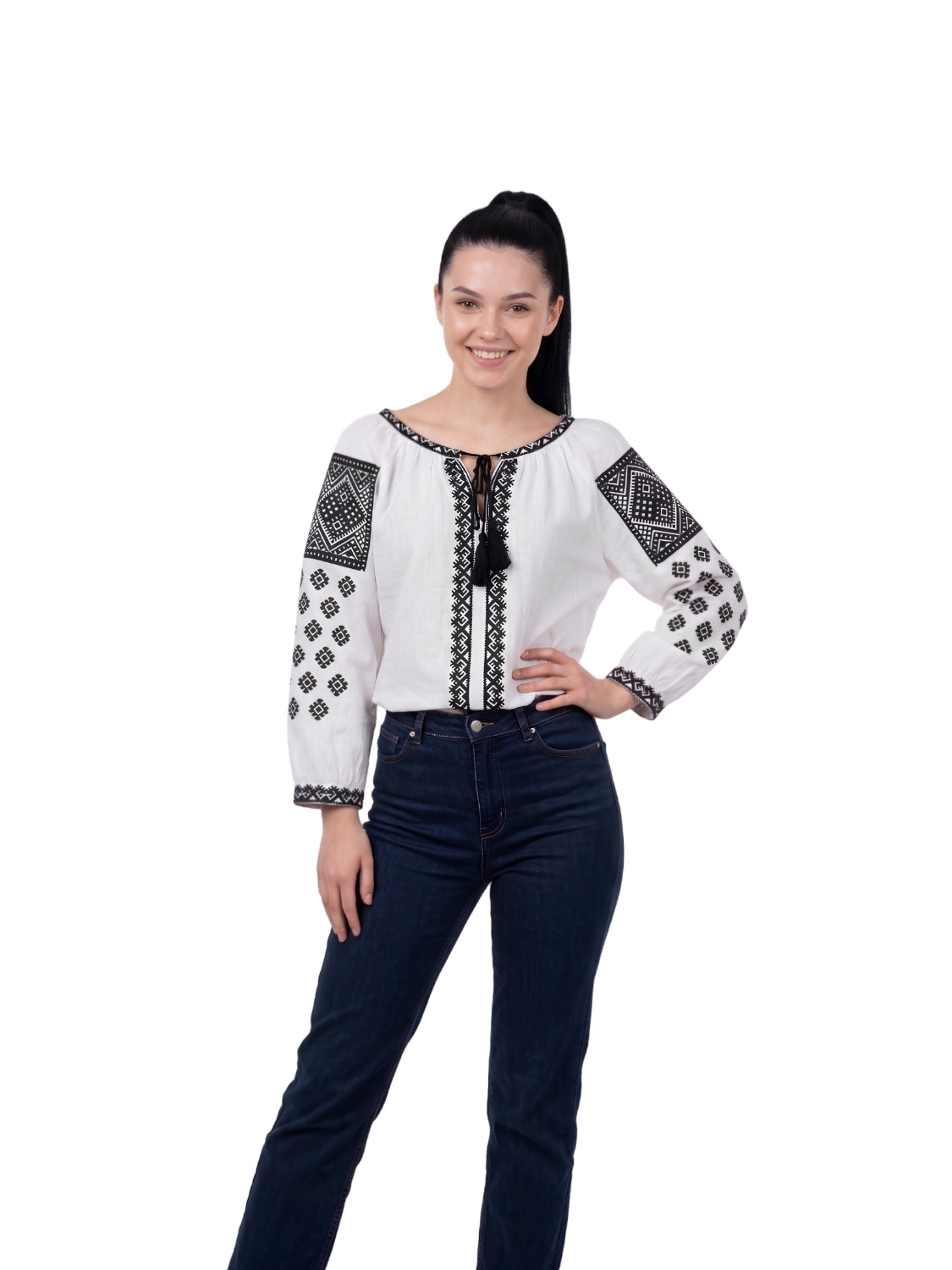 Bluza dama IL26 alb/negru