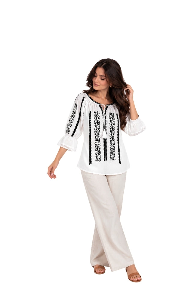 Bluza dama O26F alb/negru