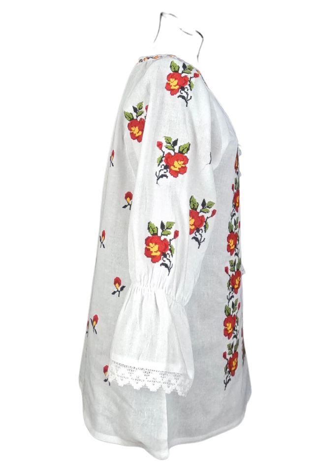 Bluza dama tip ie 024, alb fildes/galben