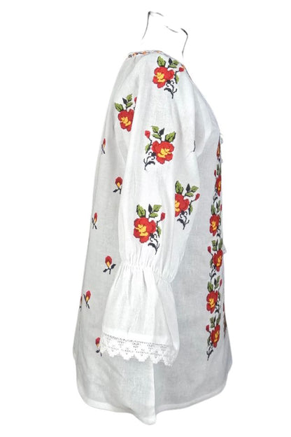 Bluza dama tip ie 024, alb fildes/galben