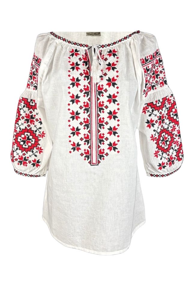 Bluza dama O25 alb/rosu