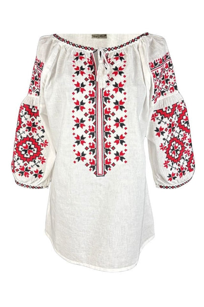 Bluza dama O25 alb/rosu