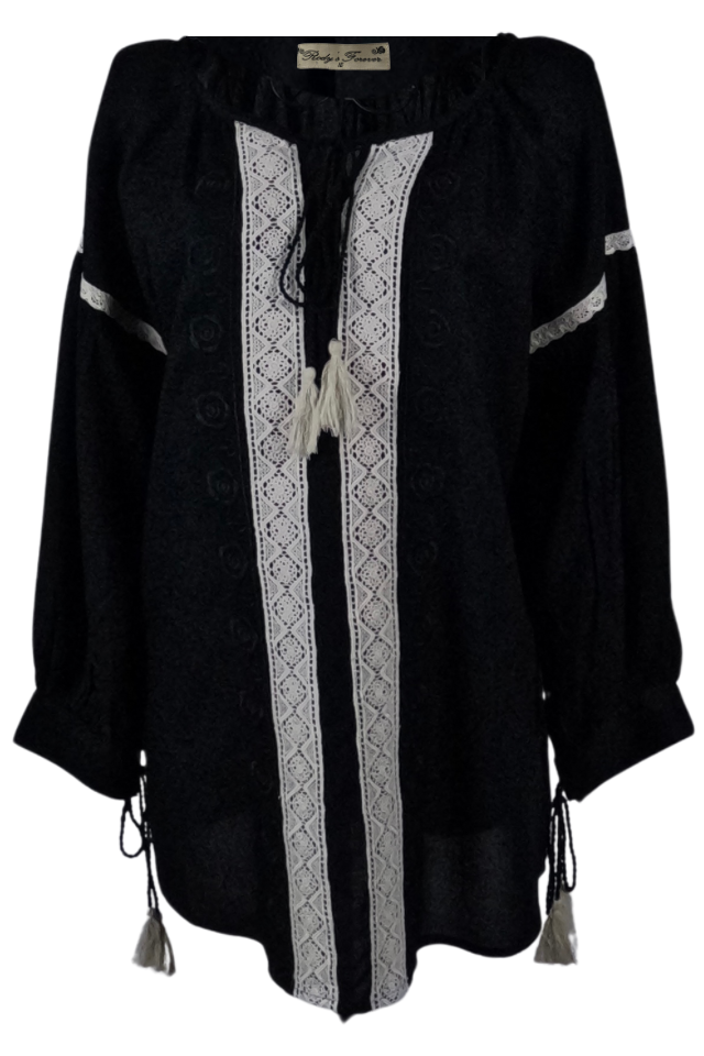 Bluza tip ie dama B23, negru/bej