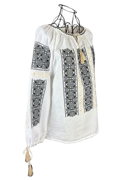 Bluza dama tip ie I26 alb/auriu