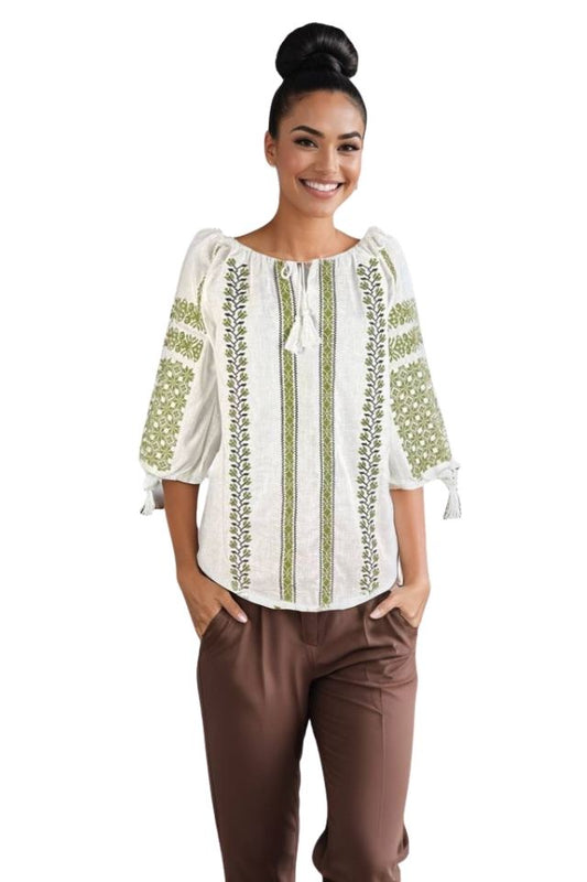 Bluza dama RA25 alb/verde