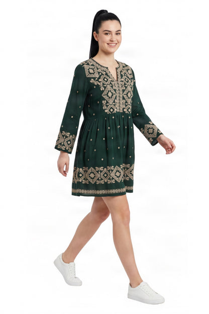 Rochie dama AU26 verde/crem