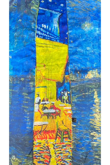 Esarfa patrata NSR dama, albastru cosmic/galben, 70x70 cm