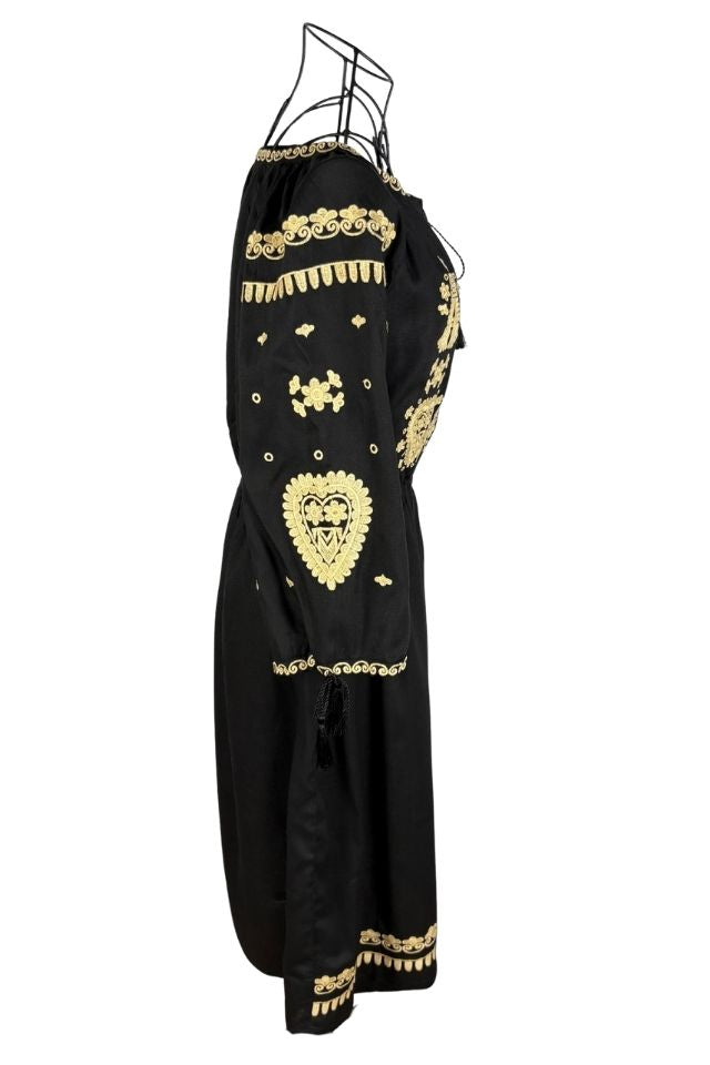 Rochie traditionala dama RL25 negru/bej