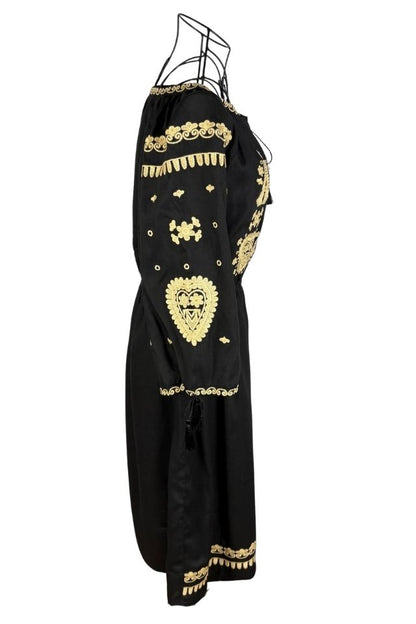Rochie traditionala dama RL25 negru/bej