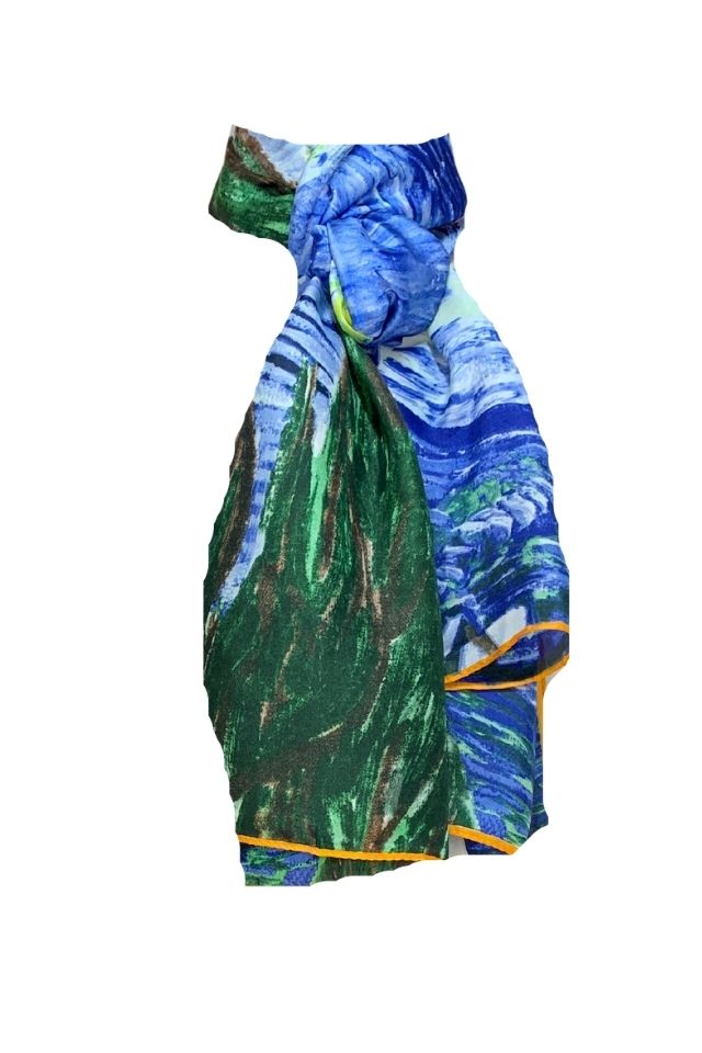 Esarfa tip sal pictata multicolor, Dacali, bleu