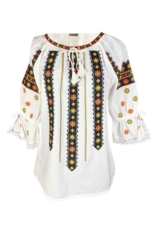 Bluza dama 2IU26 alb/portocaliu