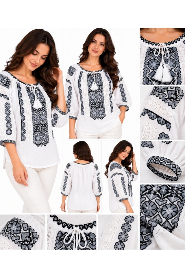 Bluza dama SE26F alb/gri