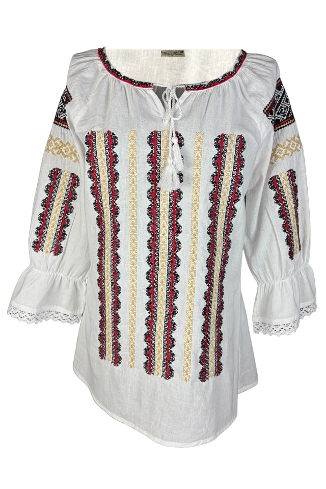 Bluza dama IU26 alb/rosu bordo