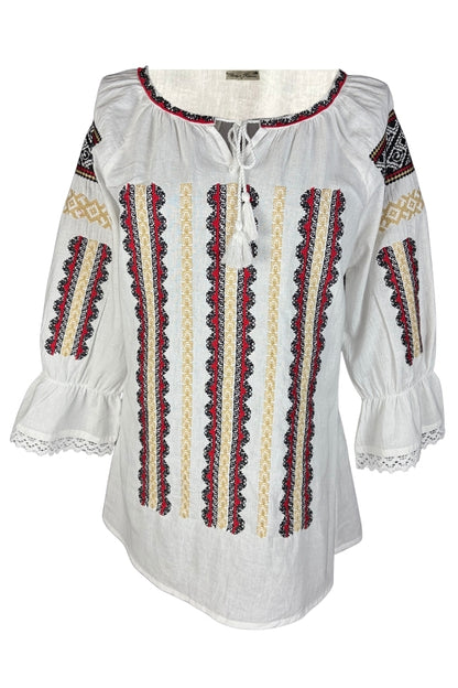 Bluza dama IU26 alb/rosu bordo