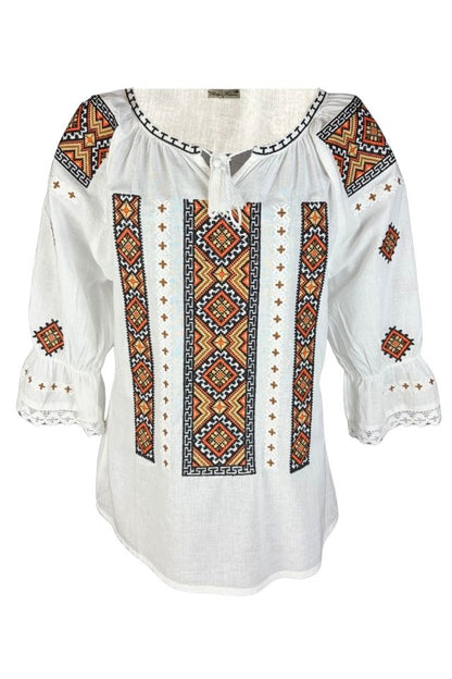 Bluza dama IU26 alb/portocaliu