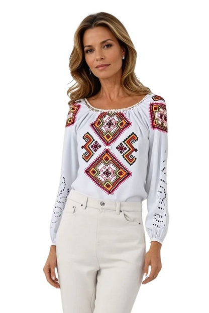 Bluza dama tip ie RD24, alb/galben