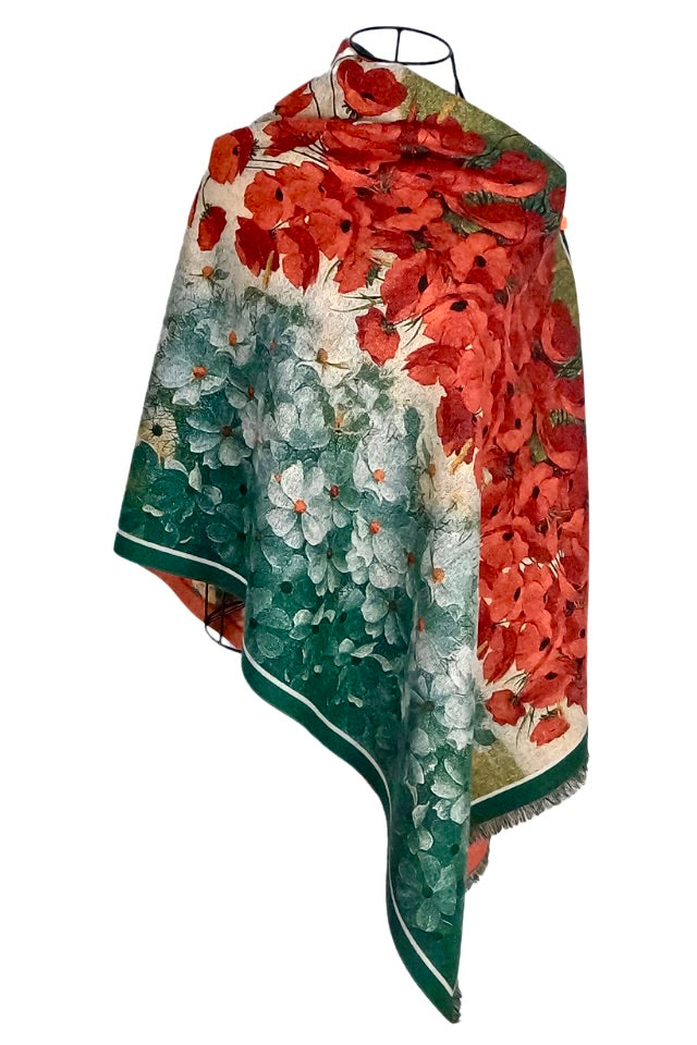 Fular dama lână de lux, galben/verde, 180x60cm