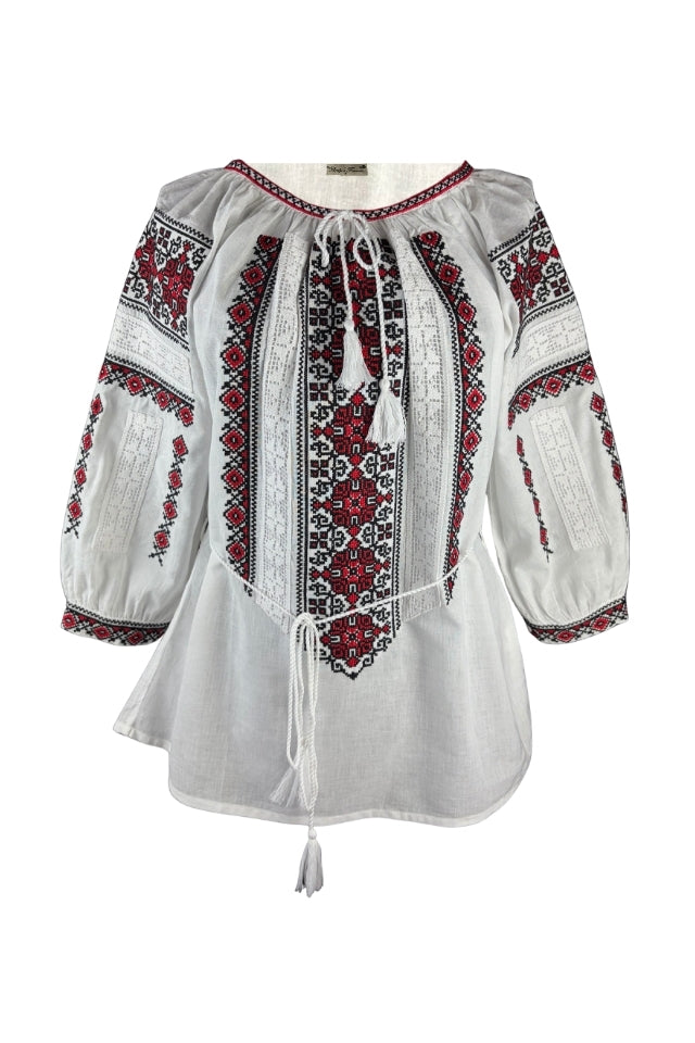 Bluza dama AU26 alb/rosu