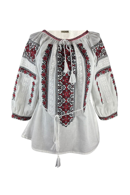 Bluza dama AU26 alb/rosu
