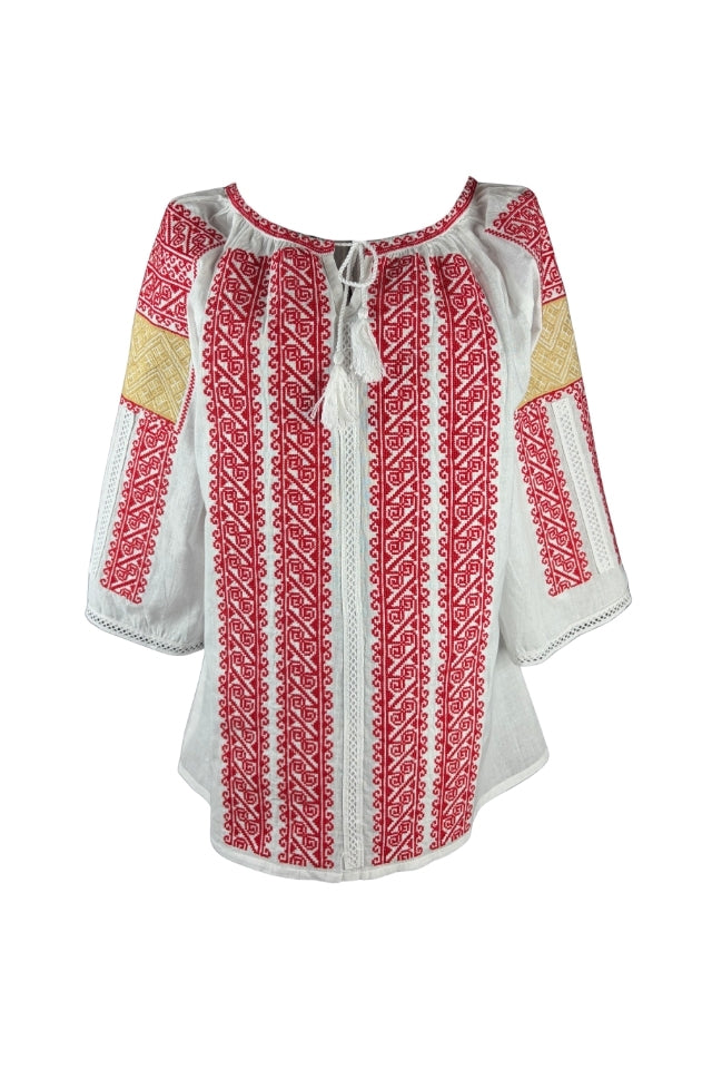Bluza dama AU26 alb/rosu bordo