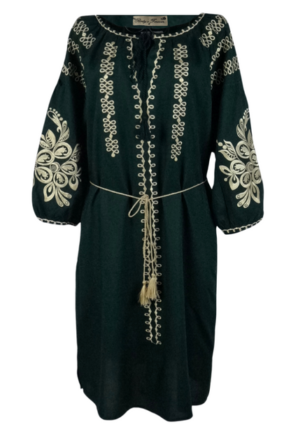 Rochie dama casual RDF, verde/auriu