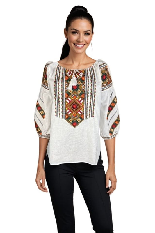 Bluza dama DF alb/portocaliu