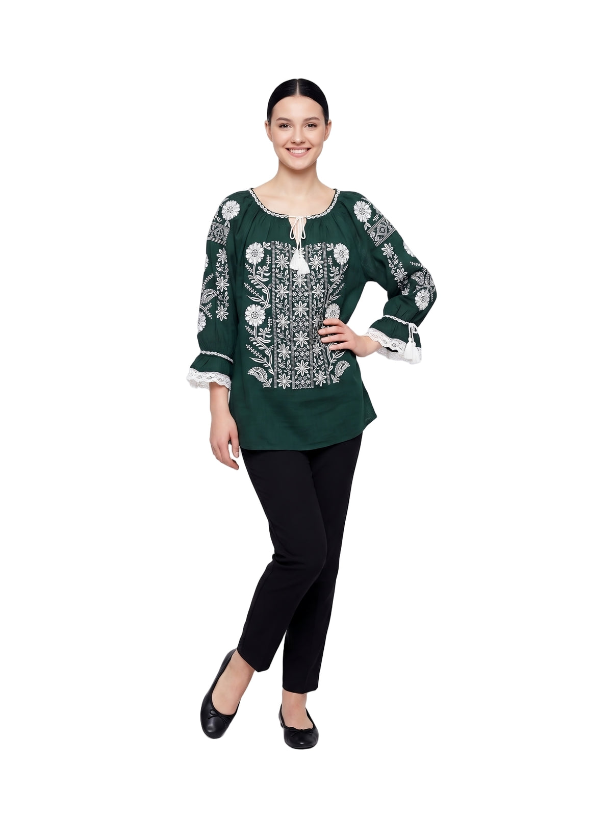 Bluza dama IL26 verde/alb