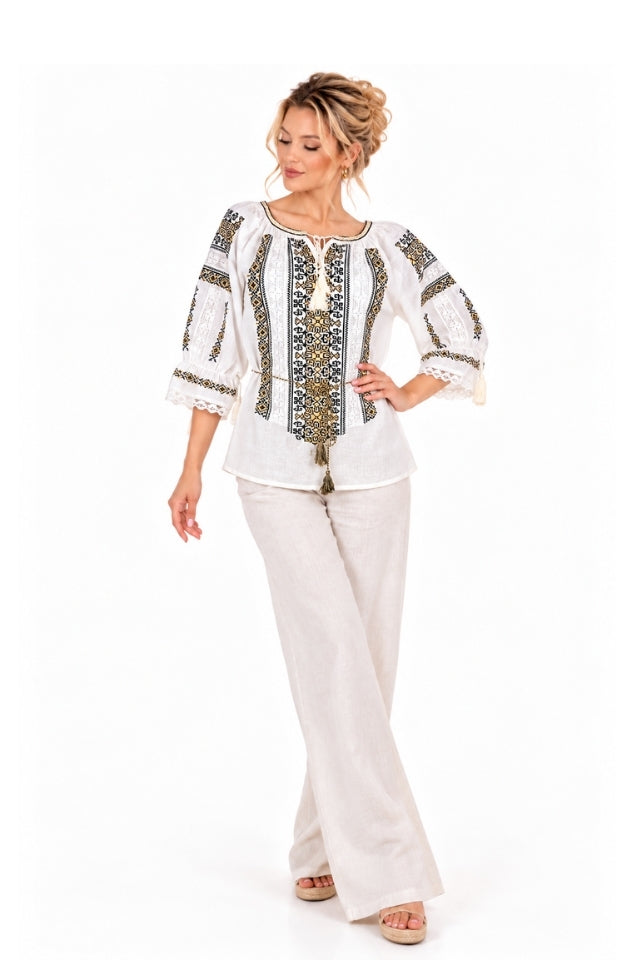Bluza dama O26F alb/negru