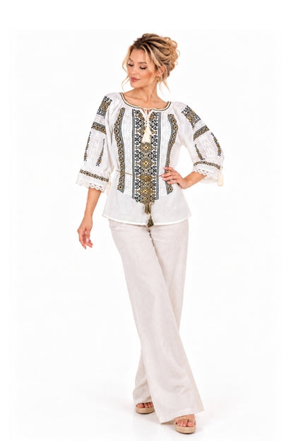 Bluza dama O26F alb/negru