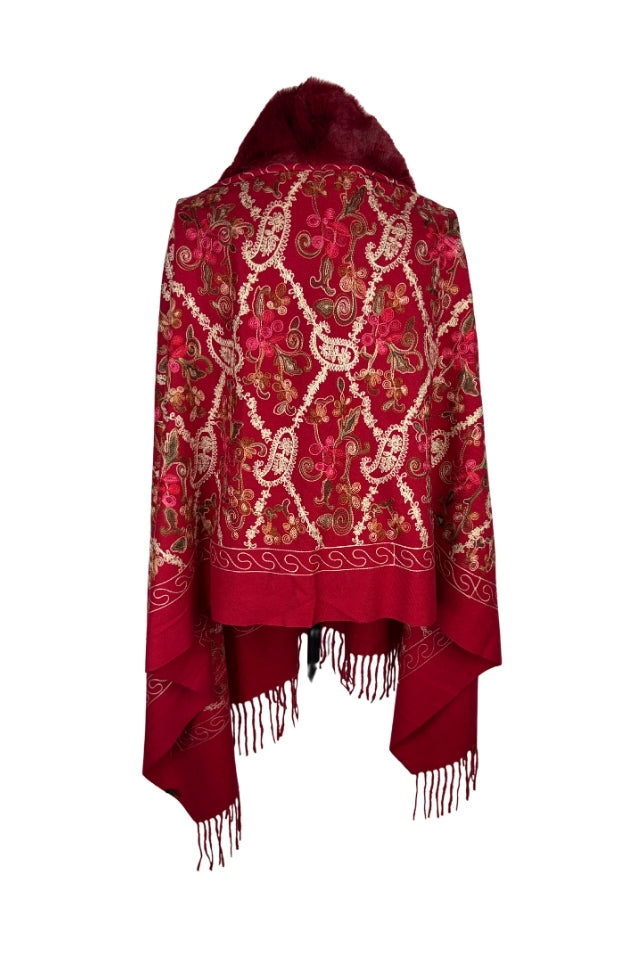 Fular dama tip poncho de lux rosu