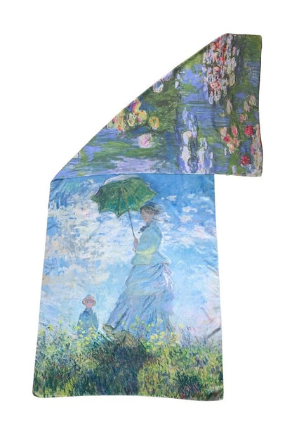 Esarfa tip sal doua fete pictata, Dacali, matase, FU bleu