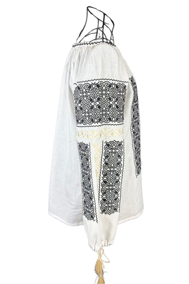 Bluza dama tip ie I26 alb/auriu