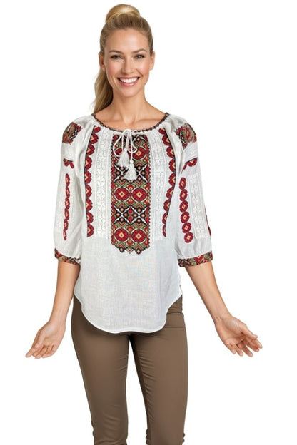 Bluza dama O25 alb/verde