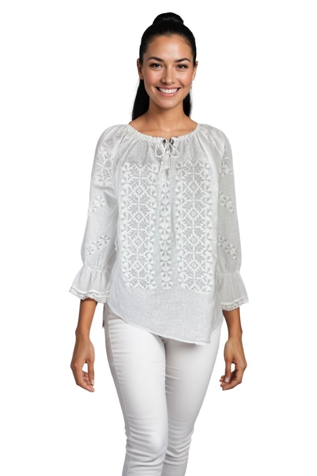 Bluza dama O25 alb/argintiu