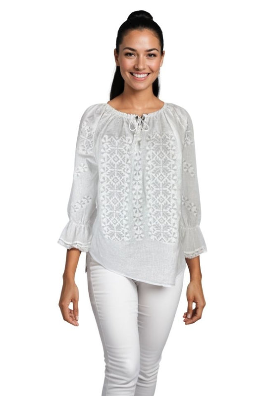Bluza dama O25 alb/argintiu