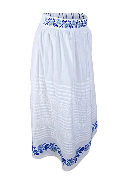Fusta dama R24F, alb/albastru