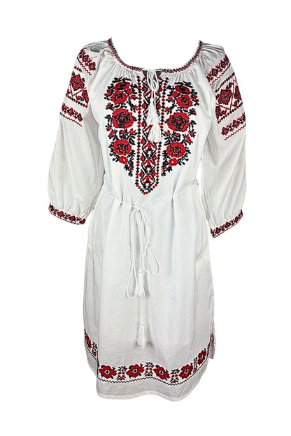 Rochie dama IL26 alb/rosu